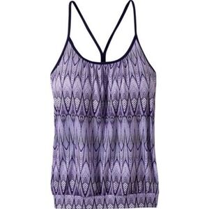 Prana  Andie Black White Printed Banded Bottom Tank Large